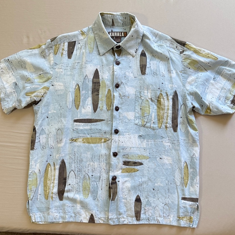 Men's Light Blue Surfboard Print Casual Shirt